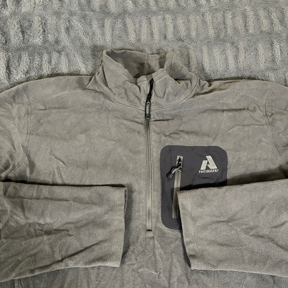 Eddie Bauer First Ascent‎ Mens Tall XL Gray 1/4 Zip Fleece Pullover Jacket AM742